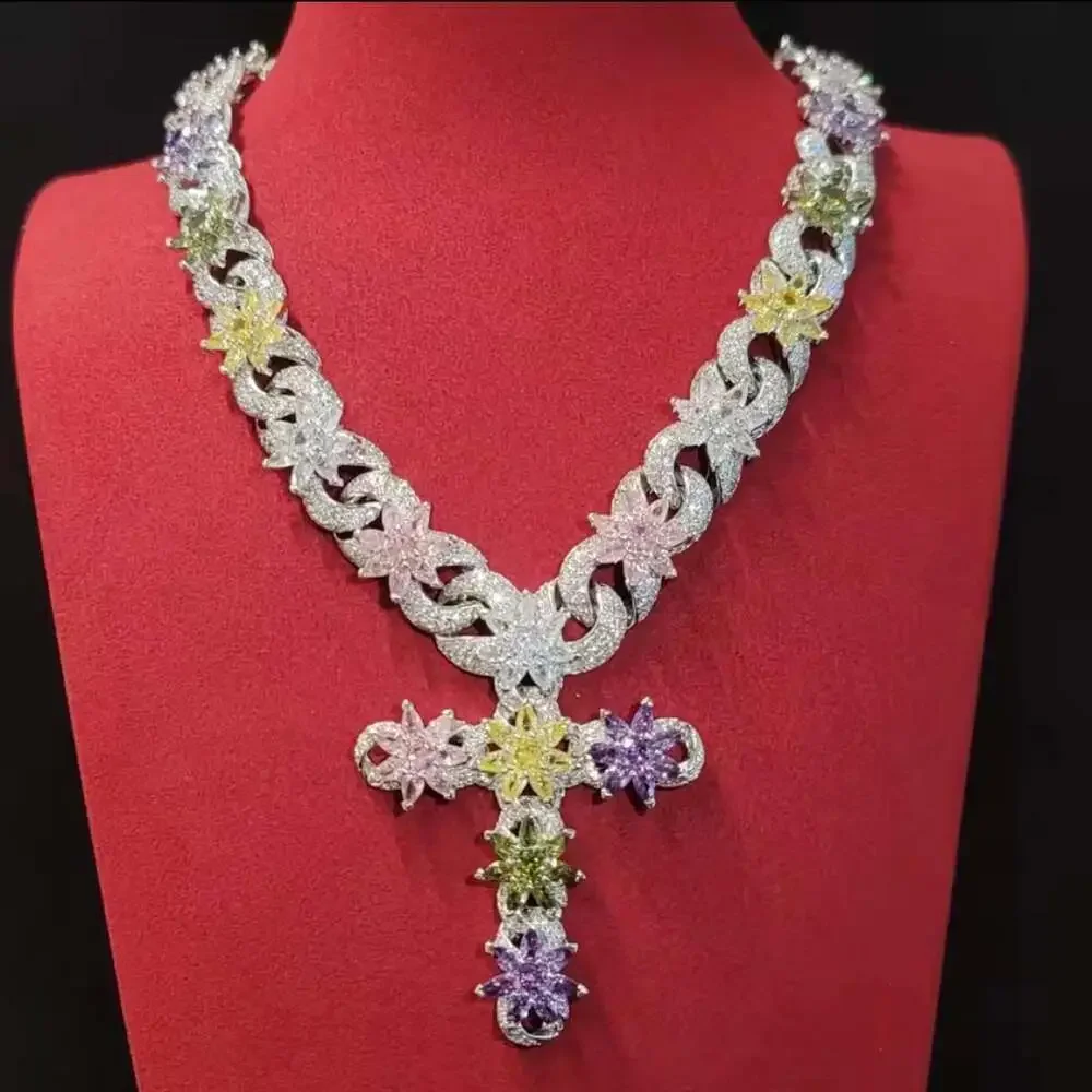 Multi Colored Cross Necklace Silver 3 De 0